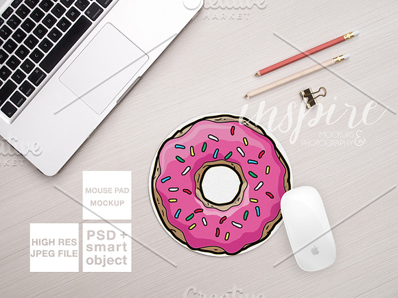 Round Mouse Pad Mockup + PSD in Product Mockups - product preview 1