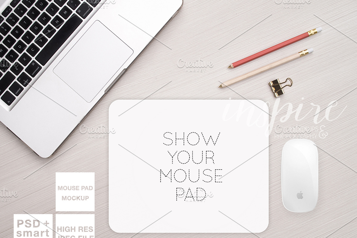 Rectangle Mouse Pad Mockup + PSD in Product Mockups - product preview 8