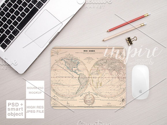 Rectangle Mouse Pad Mockup + PSD in Product Mockups - product preview 1