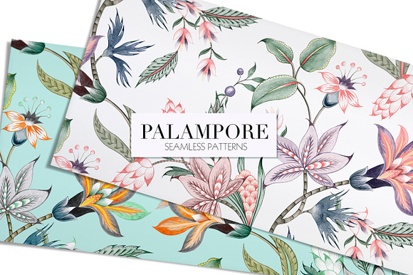 Palampore seamless watercolor print! in Illustrations - product preview 2