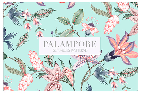 Palampore seamless watercolor print! in Illustrations - product preview 5