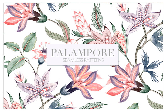 Palampore seamless watercolor print! in Illustrations - product preview 6