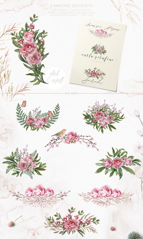 Add Peonies - Watercolor Graphic Set in Objects - product preview 5