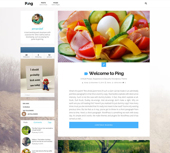 Ping | Charming Personal WP Theme in WordPress Blog Themes - product preview 1