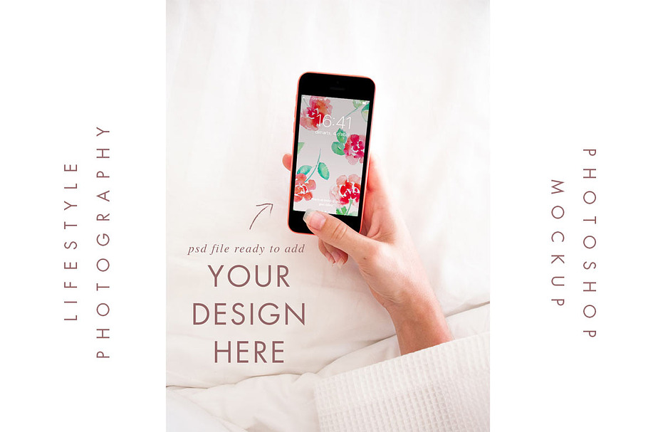iphone 5 mockup - bed lifestyle