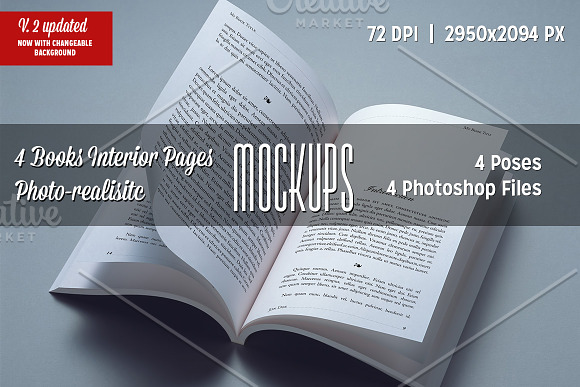 4 Books Interior Pages Mockups in Print Mockups - product preview 4