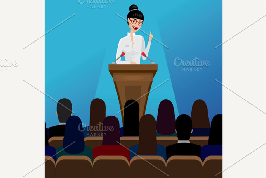 Business woman public speaker on conference