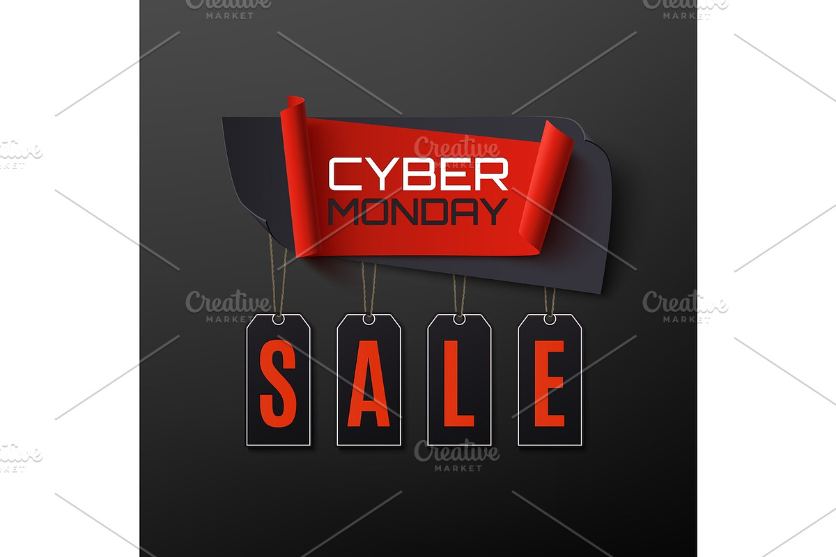 Cyber Monday Sale. Abstract banner on black background. in Textures - product preview 8
