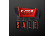 Cyber Monday Sale. Abstract banner on black background.