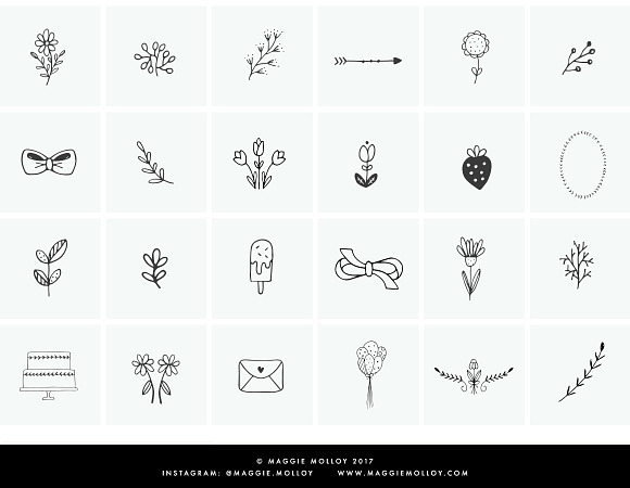 101 Hand Drawn Logo Elements EPS PSD in Illustrations - product preview 3