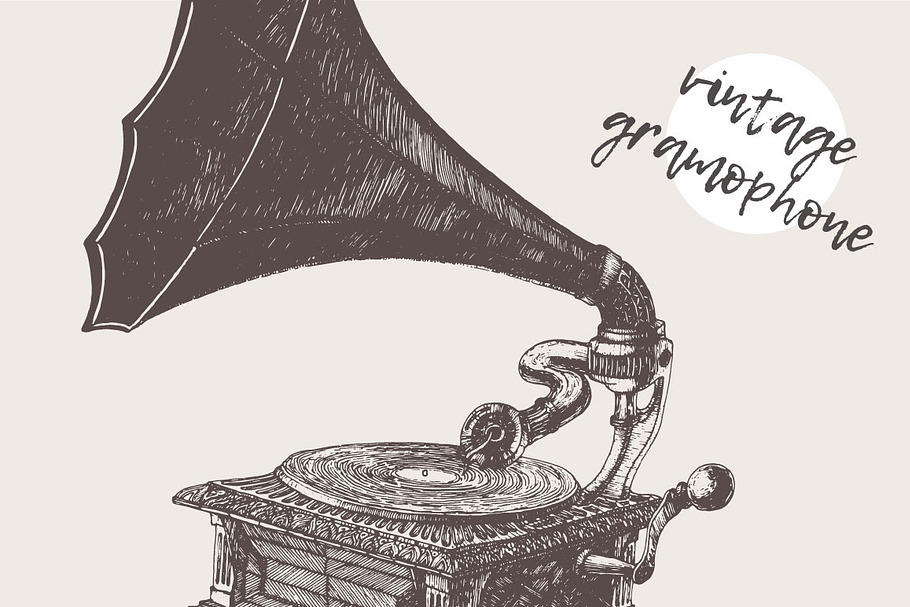 Illustration of a gramophone in Illustrations - product preview 8