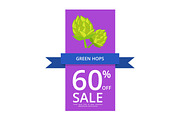 Green Hops 60% Off Sale on Vector Illustration