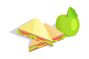Triangular Sandwich with Lettuce and Green Apple
