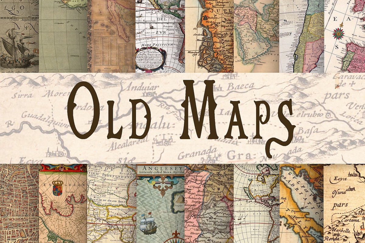 Old Maps Digital Paper in Patterns - product preview 8