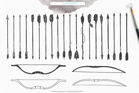 Hand-Drawn Arrows & Bows in Illustrations - product preview 1