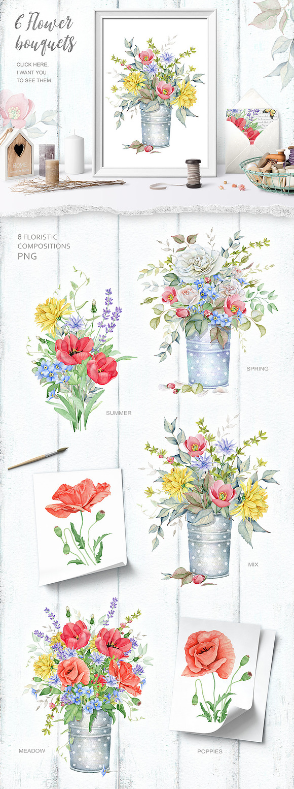15% OFF Watercolor Floral Collection in Illustrations - product preview 4