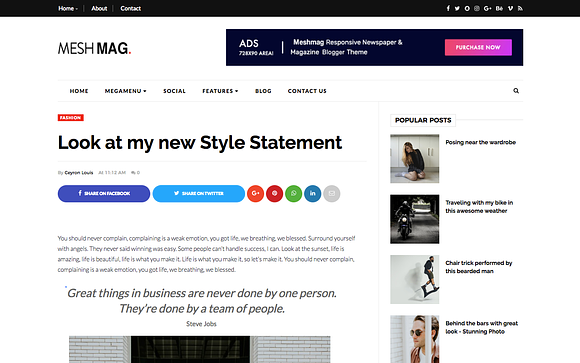 Meshmag Magazine Blogger Template in Website Templates - product preview 1