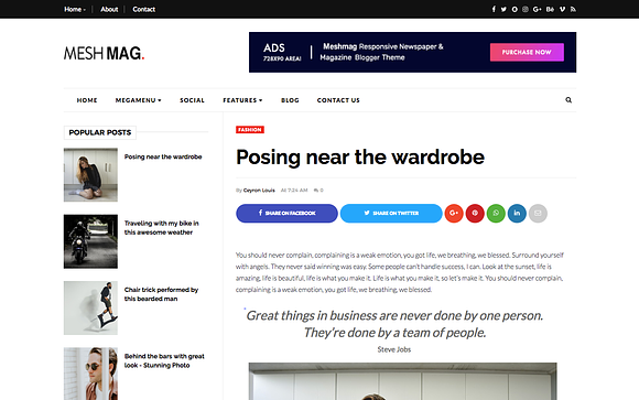 Meshmag Magazine Blogger Template in Website Templates - product preview 2