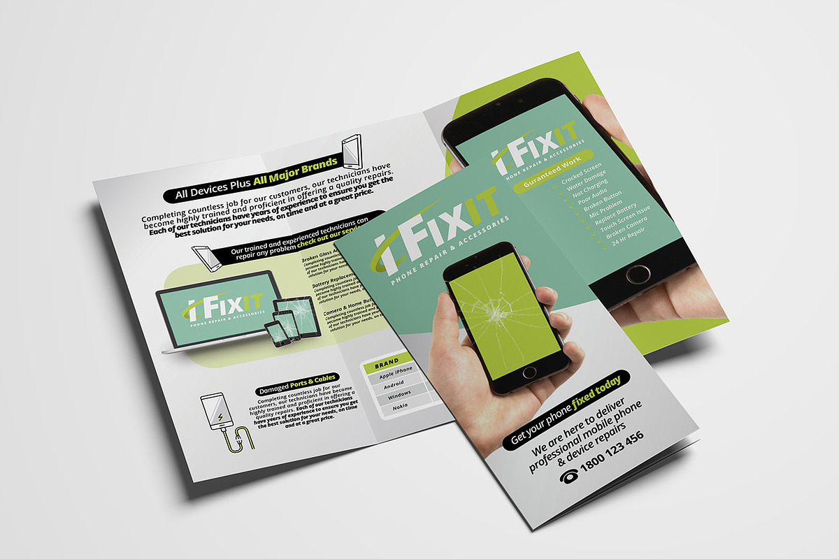 Phone Repair Shop Tri-Fold Brochure in Brochure Templates - product preview 8