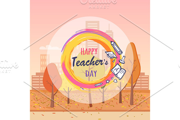 Happy Teacher's Day Wish Vector Illustration