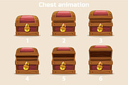 Animation step by step open and closed old wooden chest