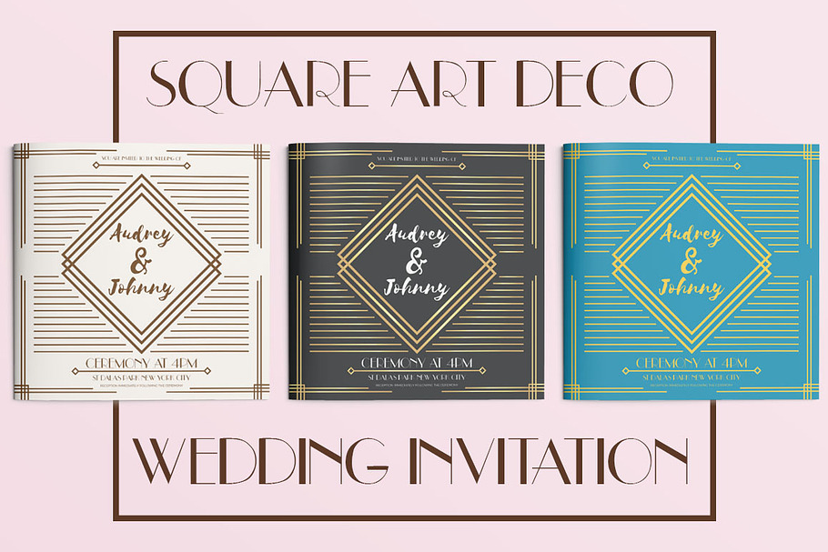 Square Art Deco Wedding Invitation