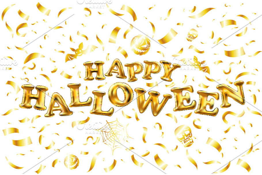 Happy Halloween gold glitter vector in Graphics - product preview 8