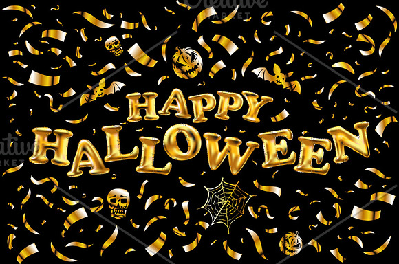 Happy Halloween gold glitter vector in Graphics - product preview 1