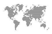 Striped Gray World Map