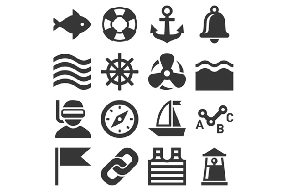 Sea Sailing Icons Set in Graphics - product preview 8