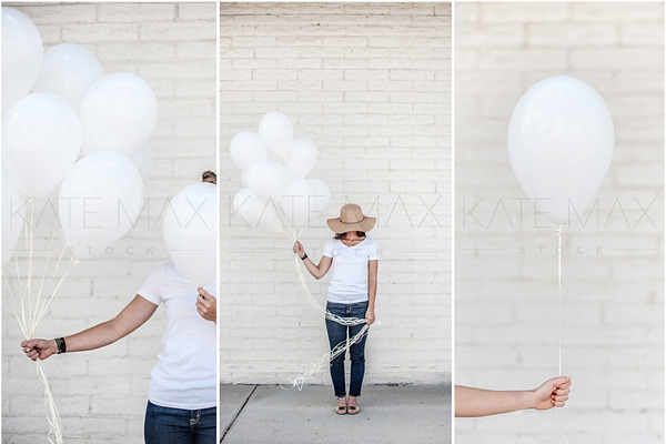 White Balloons Stock Photo Bundle