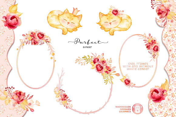 Purfect Ginger Watercolor Design Kit in Illustrations - product preview 2