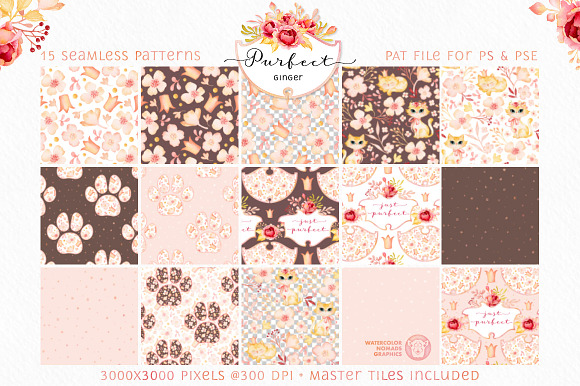 Purfect Ginger Watercolor Design Kit in Illustrations - product preview 3