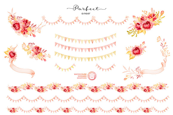 Purfect Ginger Watercolor Design Kit in Illustrations - product preview 7