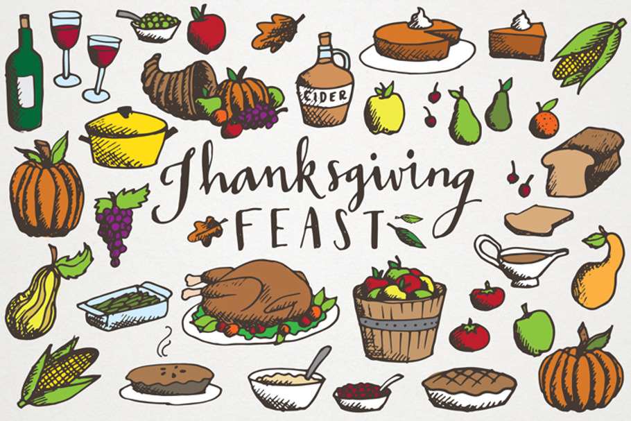 Thanksgiving Feast Illustration Pack Creative Daddy