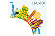 Hanoi Skyline with Color Buildings