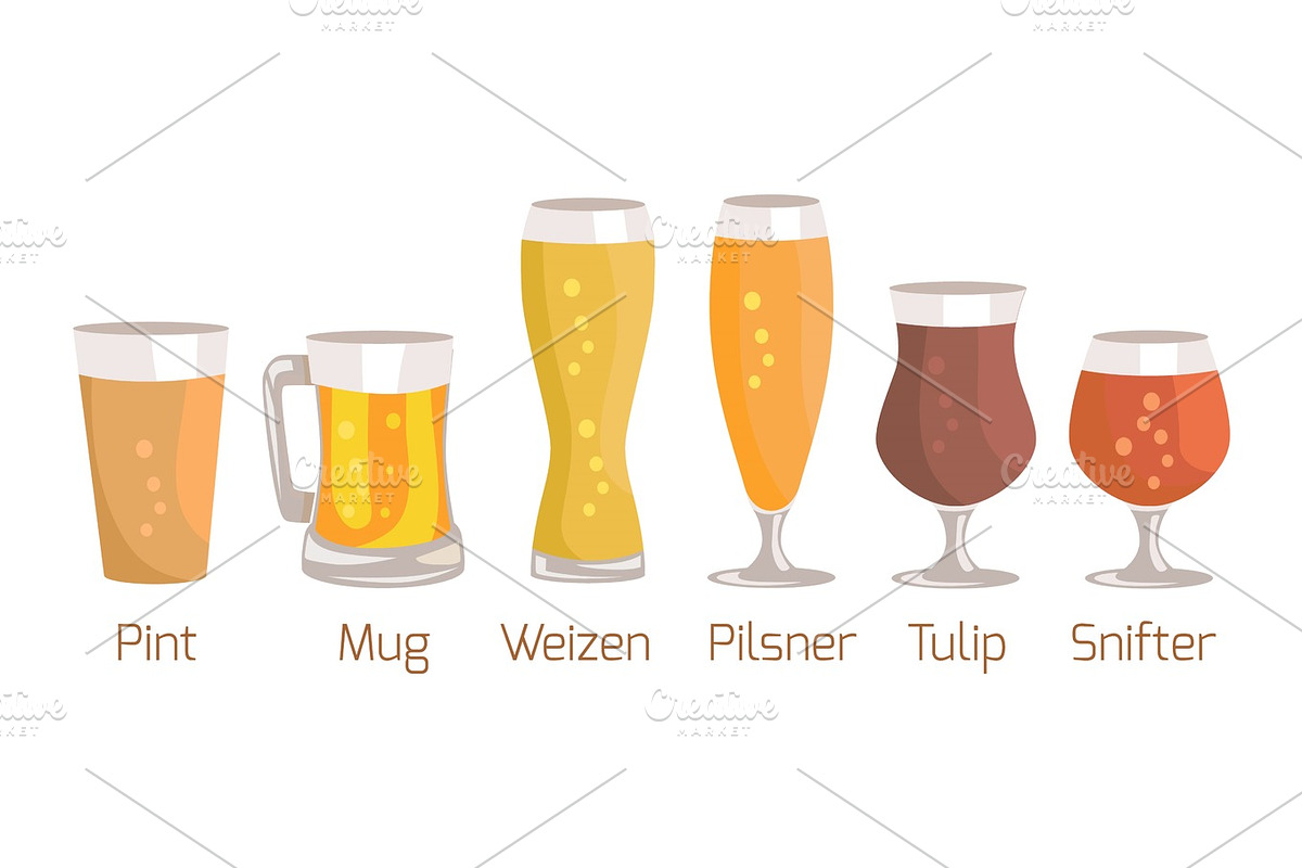 Pint and Mug, Weizen Vector Illustration on White in Illustrations - product preview 8