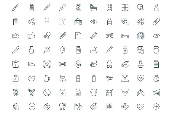 487 Health and Medical Line Icons in Skull Icons - product preview 3