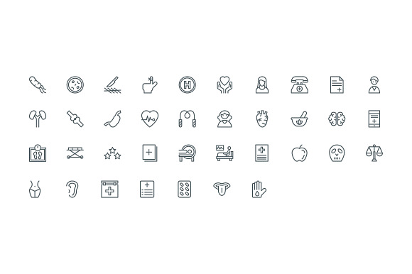 487 Health and Medical Line Icons in Skull Icons - product preview 6