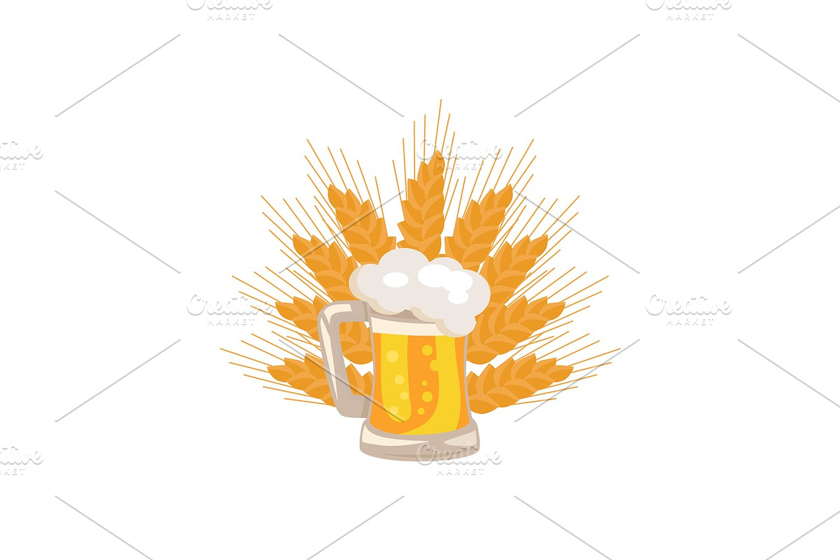 Traditional Glass of Beer with White Foam Vector in Illustrations - product preview 8