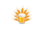 Traditional Glass of Beer with White Foam Vector