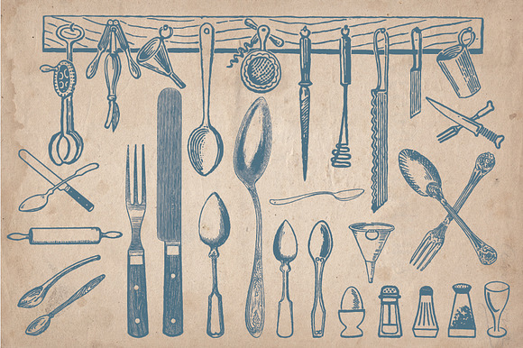 64 Vintage Kitchenware elements in Objects - product preview 1