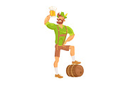 Bearded Man Drinking Beer Vector Illustration