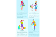 Shopping and Sale Pictures Vector Illustration