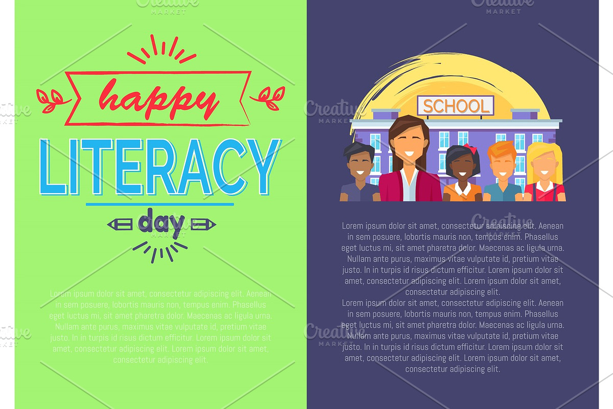 Happy Literacy Day Poster Vector Illustration in Illustrations - product preview 8