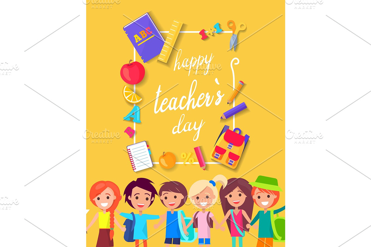Happy Teacher's Day Colorful Bright Poster in Objects - product preview 8