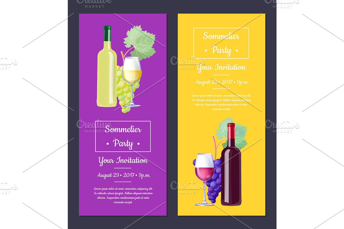 Sommelier Party Invitation on Vector Illustration in Illustrations - product preview 8