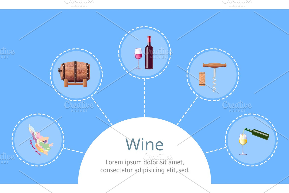 Wine and Sample Text with Icon Vector Illustration in Illustrations - product preview 8