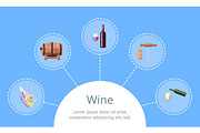 Wine and Sample Text with Icon Vector Illustration