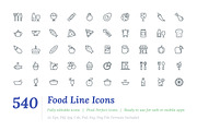 540 Food Line Icons 